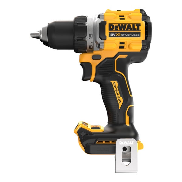 DeWalt 18 Volt XR Brushless Akku-Bohrschrauber in der Seitenansicht.