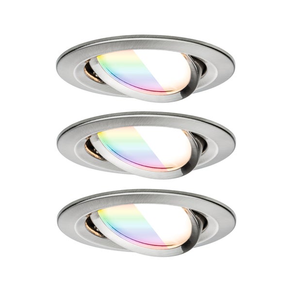 LED Einbauleuchte Nova Coin rund 84mm 50° RGBW+ 3x6W 3x500lm 230V Eisen gebürstet Aluminium