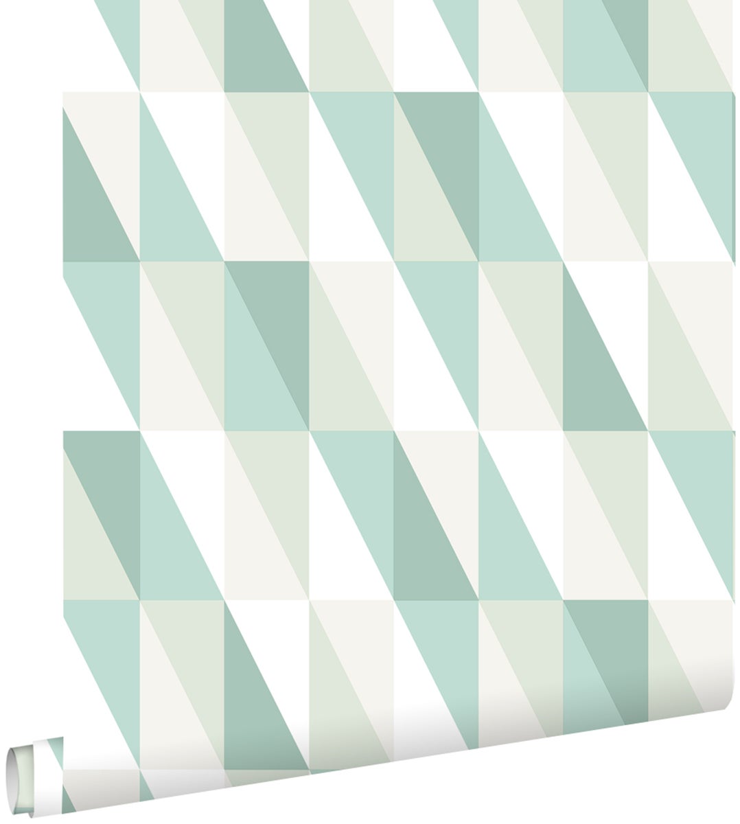 ESTAhome Tapete grafische Dreiecke Mintgrün und Blau - 53 cm x 10,05 m - 138920