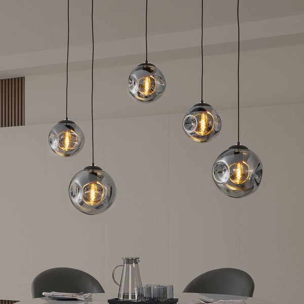 Lindby Pendelleuchte Valentina (Design, Modern) in Alu aus Glas (5 flammig E27) - Hängelampe Esstischlampe Hängeleuchte Wohnzimmerleuchte