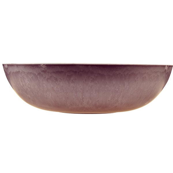 Flache Pflanzschale aus Kunststoff mit strukturierter Oberfläche.