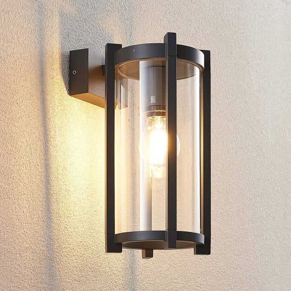 Lucande Wandleuchte außen Brienne (spritzwassergeschützt (Modern) in Schwarz aus Aluminium (1 flammig, E27) - Außenwandleuchten Wandlampe Led Außenlampe Outdoor für Außenwand/Hauswand