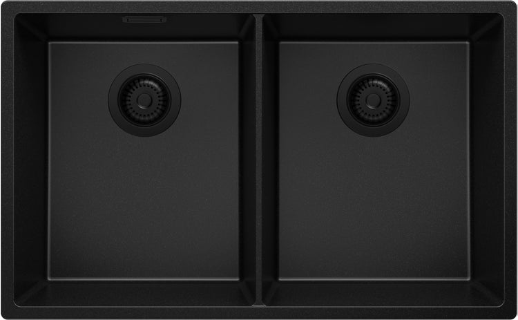 PRIMAGRAN Spülbecken Anthrazit 86x47cm, Granitspüle 1 Becken + Ablauf-Set + Aufrollbare Abtropffläche, Küchenspüle ab 90er Unterschrank - Praga Slim