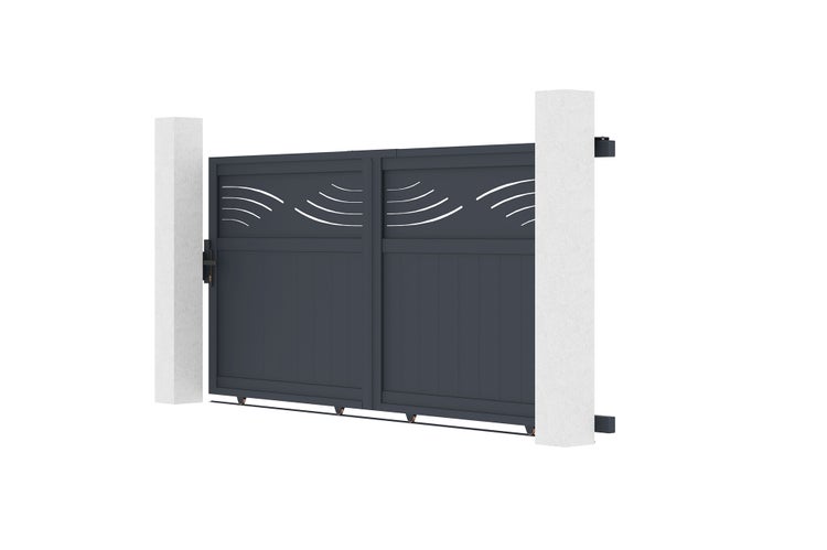 Pack Schiebetor 3 m HALTI 300C140 + 2 EIFEL-Pfosten H.160 cm Grau
