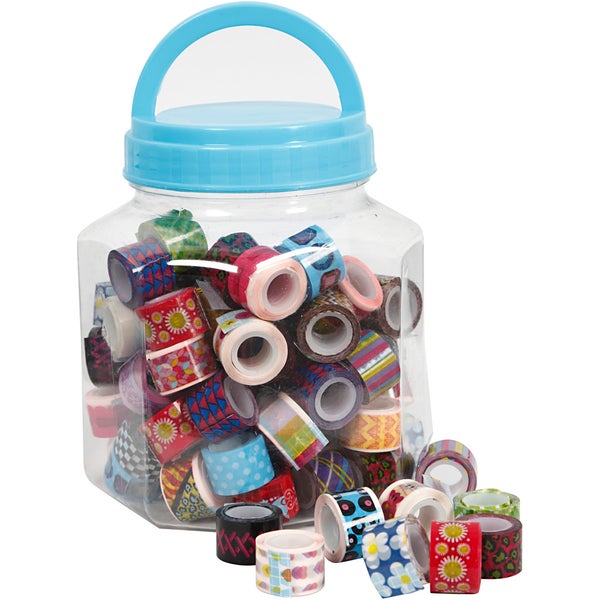Creativ Company  Gemustertes Band - Sortiment, B 12 mm, Sortierte Farben, 90x2 m, 1 Dose