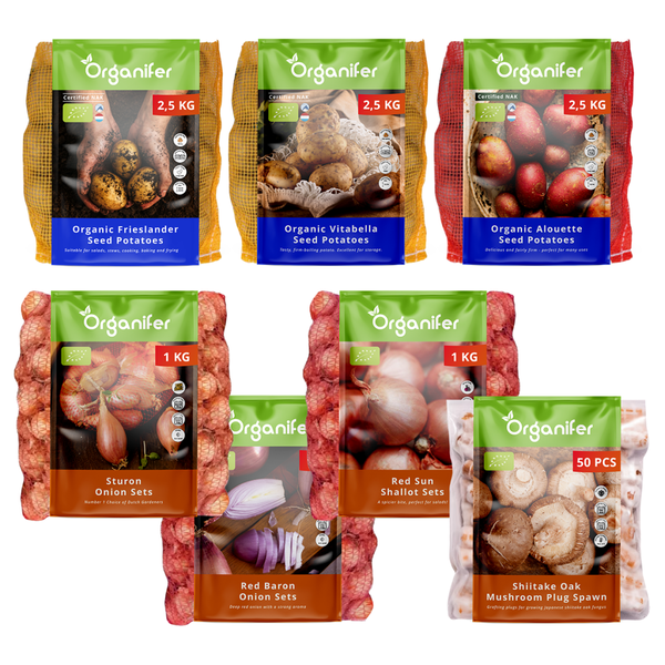 Verschiedene Kartoffelsorten auf Juteunterlage