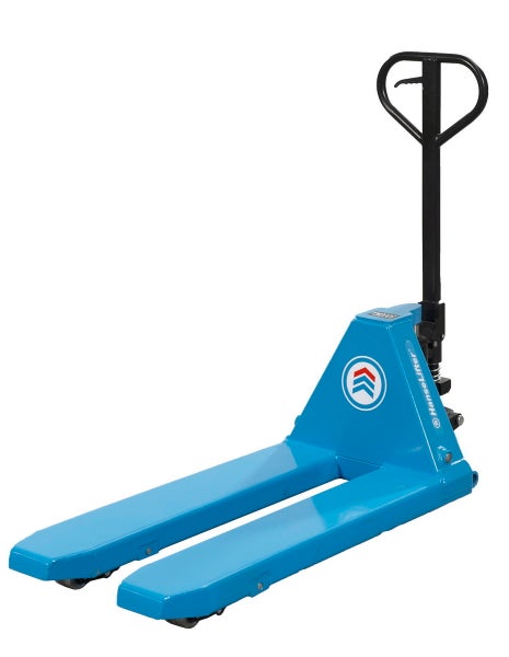 Blauer Handhubwagen für den Transport von Lasten