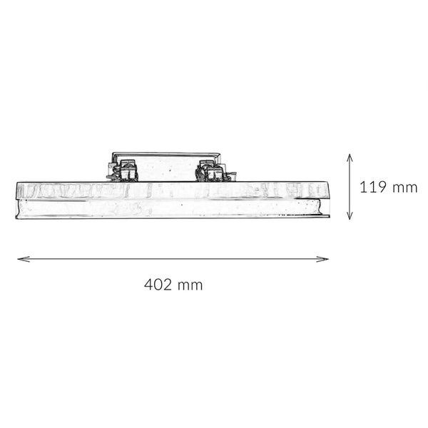 Technische Zeichnung eines Montagerahmens mit Maßangaben 402 mm und 119 mm.