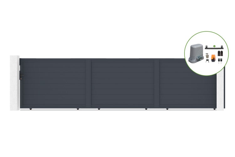 Schiebetor 6m EIGER H.140cm Aluminium + TANKER C600 Motorisierung