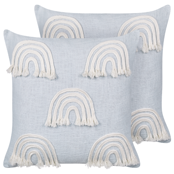 Dekokissen 2er Set LEEA Baumwolle 45 x 45 cm Hellblau