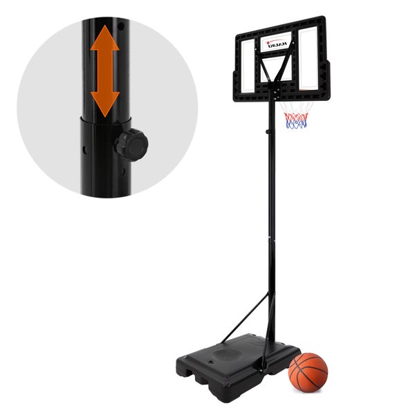 Hauki Basketballkorb-Set Outdoor mit Ständer, Rollen, Ball und Pumpe, Weiß, höhenverstellbar 235-295 cm, Basketballständer mobil, Korbanlage tragbar, befüllbar, Basketballanlage für Kinder/Erwachsene