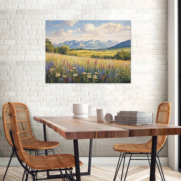 Bilder Feldblumen Wiese Aquarell Wandbild Schlafzimmer Wohnzimmer 120x80 cm
