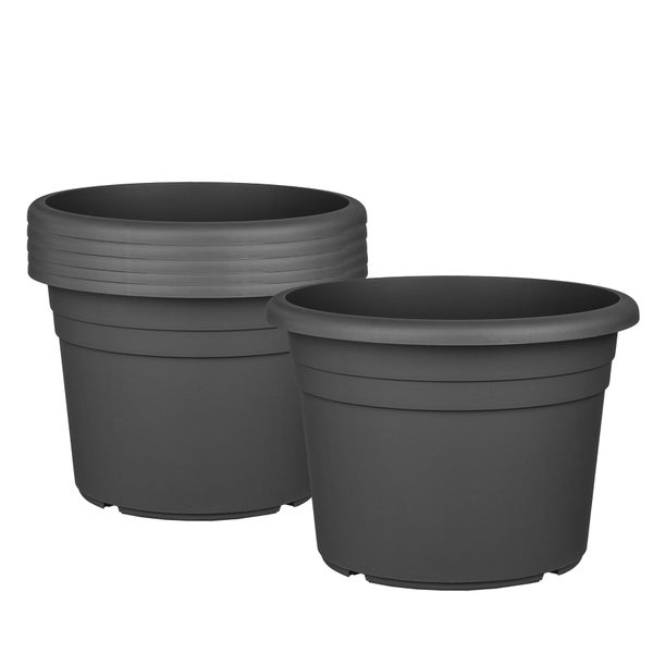 6x Blumentopf Ø 30 cm Farbe Anthrazit Kunststoff Pflanztopf Containertopf Übertopf Pflanzkübel rund 30 x 21 cm