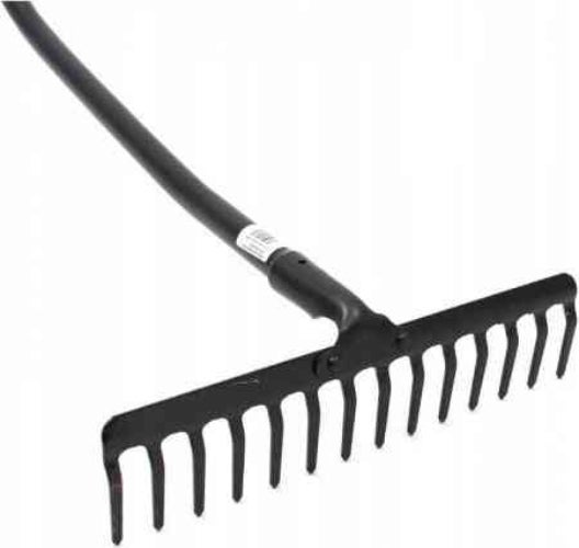 Gartenrechen mit Stiel zum Einebnen von Flächen und Zusammenkehren von Laub