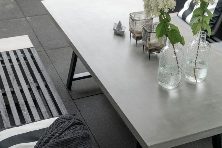 Novum Esstisch Betontisch 200x90x75 cm Stahlgestell schwarz