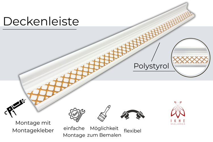 Deckenleiste aus Polystyrol mit Dekor