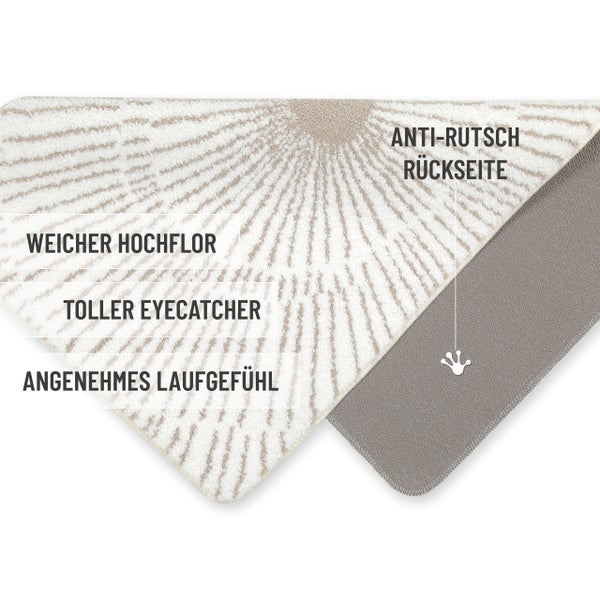 Badteppich Weiß Beige Jasbeer WECONhome Basics 80x150 cm