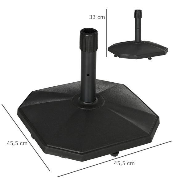 Outsunny Sonnenschirmständer 18 kg Sonnenschirmfuß für Mastdurchmesser Ø 34/38/48 mm, Schirmständer für Garten, Balkon, Zementfüllung, Schwarz