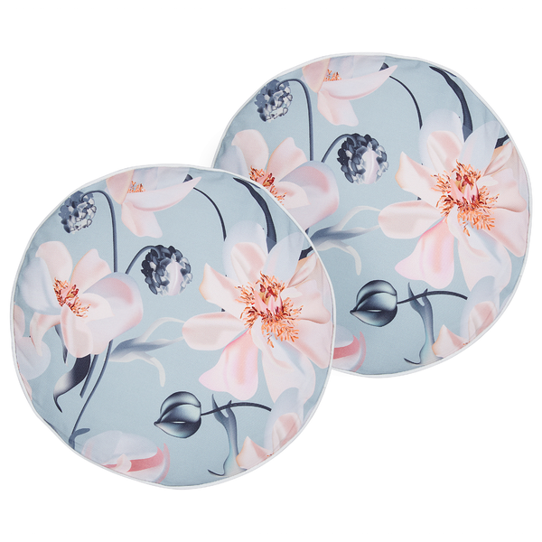 Gartenkissen 2er Set APRICALE Blumenmuster 40 x 40 cm Blau