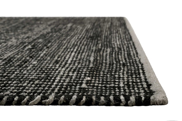 Kelim Teppich Grau Schwarz aus Jute & Wolle Toulouse Green Looop 80x150 cm