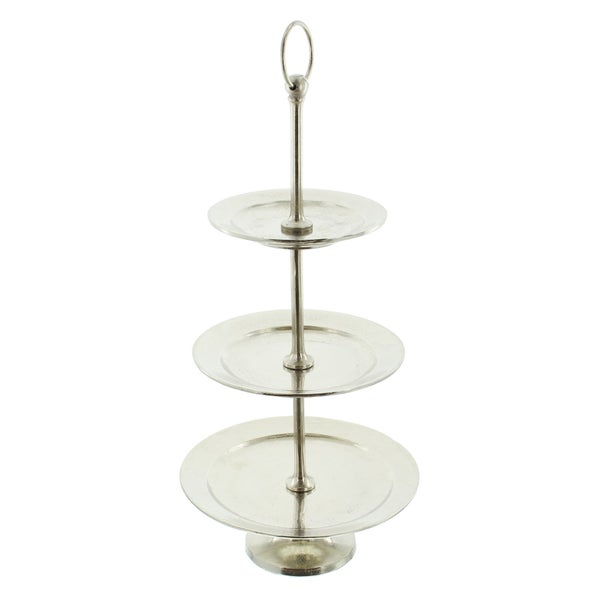 FRANK FLECHTWAREN | Etagere Maison, groß, ALUMINIUM, ca. Ø 20 cm, 25 cm, 30 cm, GH 61 cm, einfache Selbstmontage, ohne Deko