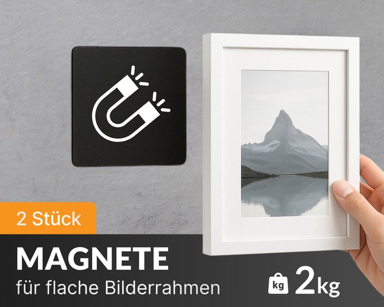 Magnetset für flache Bilderrahmen, Tragkraft 2 Kilogramm, 2 Stück