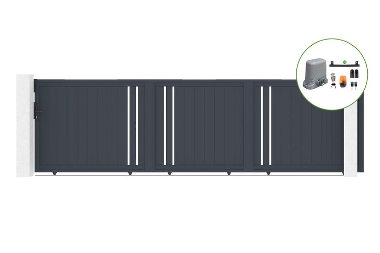 Schiebetor 5m GIONA H.140cm Aluminium + TANKER C600 Motorisierung