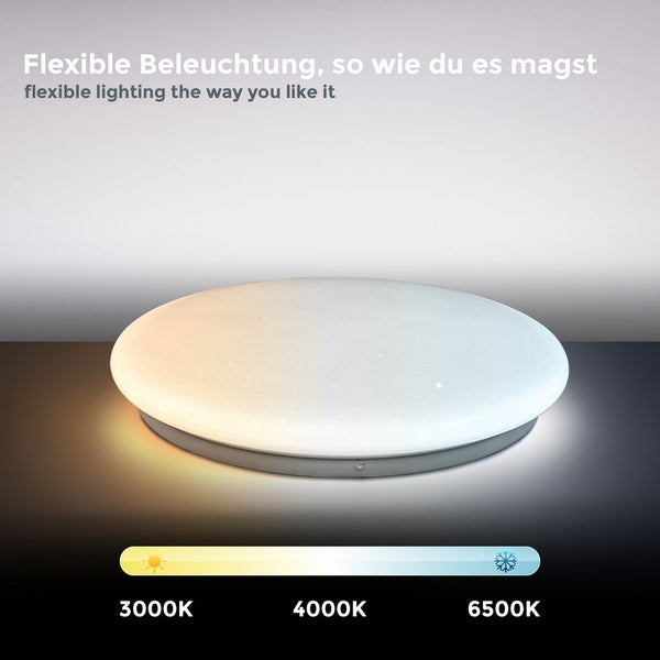 Deckenleuchte Ø33,8 cm - 17W, 1530lm, LED, dimmbar, Fernbedienung, CCT, weiß