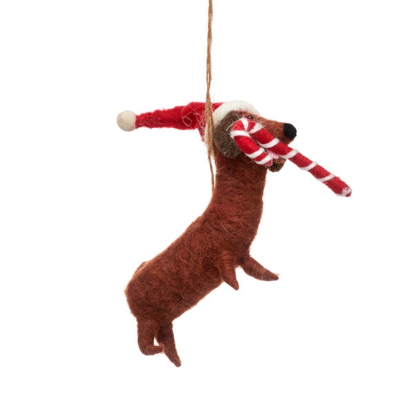 Dackel mit Zuckerstangen-Weihnachtshänger - Sass & Belle
