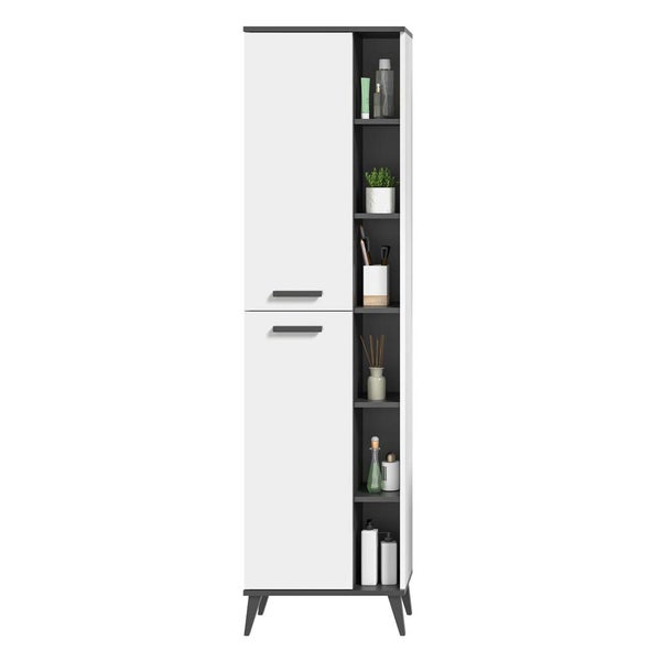 Rocket Hochschrank Bad 2 Türen, 6 Ablagen  weiß,grau. 50 X 31 X 189 cm
