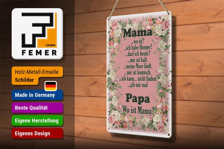 Blechschild Spruch 20x30cm Mama ich habe Hunger ist kalt