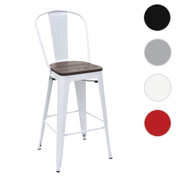 Weißer Barhocker mit Holzssitz