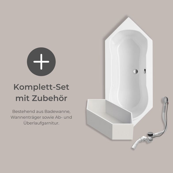 Komplettset mit Badewanne, Badewannenträger und Ablaufgarnitur