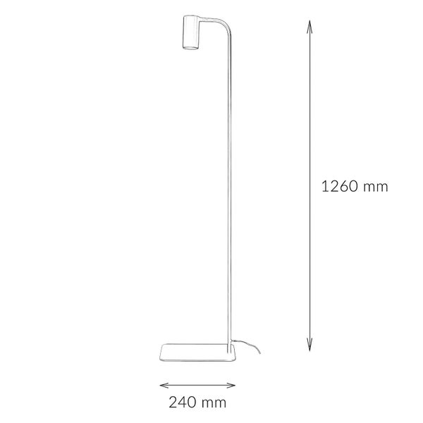 Technische Zeichnung einer Stehlampe mit Maßangaben: Höhe 1260 Millimeter, Breite 240 Millimeter.