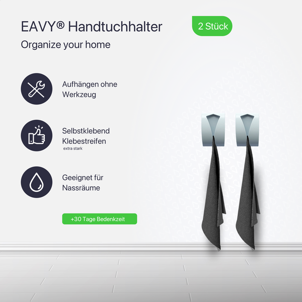 Eavy Handtuchhalter Edelstahl Weiß Selbstklebend 2er pack