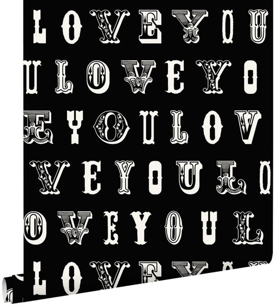 ESTAhome Tapete love you Sprüche Schwarz und Weiß 53 HORNBACH