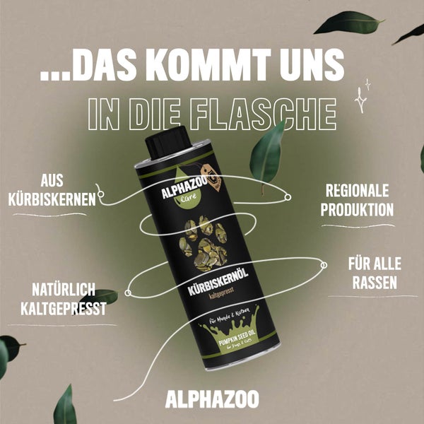 ALPHAZOO Premium Kürbiskernöl 500ml für Hunde und Katzen