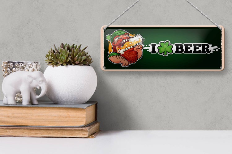 Blechschild Spruch i love Beer Bier 27x10cm