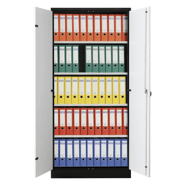 PROREGAL Aktenschrank Beetle 4 Fachböden HxBxT 195 x 92 x 42 cm Schwarz & Grau