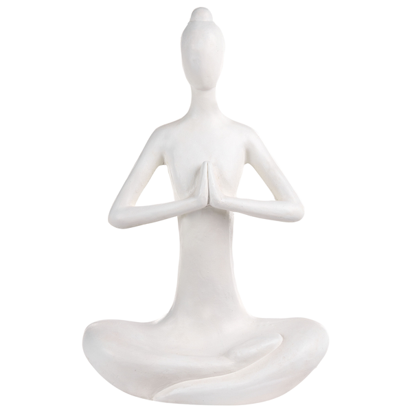 Deko Figur Yoga Figur in meditierender Sitzposition aus Kunststein