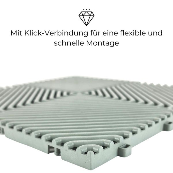 10x Racingboden PP Boden mit Drainage Kunststoffboden Bodenfliesen Werkstattboden Klicksystem Gitter Motorsport Garage Klick Fliese Bodenplatte Pool