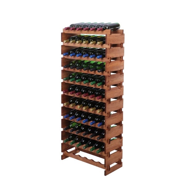 Weinregal VINOTECA FLEX PRO HxBxT 149x65x28cm 66 Flaschen auf 11 Ebenen Massives Kiefernholz Braun geölt