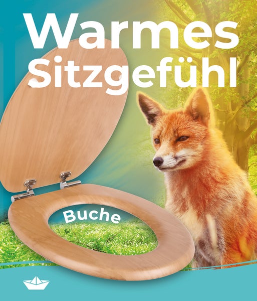 Calmwaters® WC Sitz Modern Wellness mit Absenkautomatik, Holz Toilettensitz, Holzkern Toilettendeckel, Fast-Fix, Metallscharnier, universale O-Form, ovaler Klodeckel, Echtholzfurnier Buche, 26LP2849