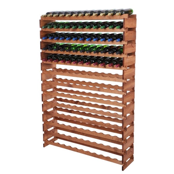 Weinregal VINOTECA FLEX PRO HxBxT 177x123x28cm 156 Flaschen auf 13 Ebenen Massives Kiefernholz Braun geölt