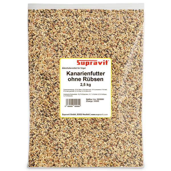 Supravit Kanarienfutter ohne Rübsen, 2,5 Kilogramm Packung