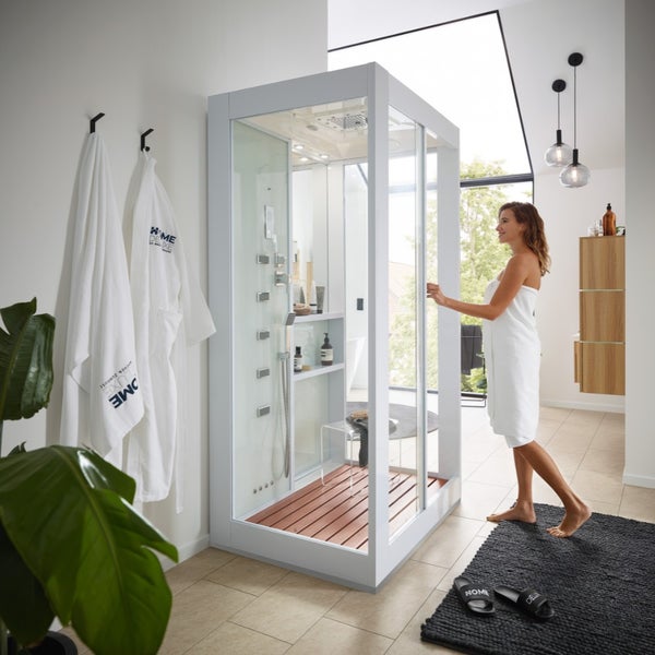 Home Deluxe - Dampfdusche - WHITE LUXORY XL - Maße: 120 x 90 x 220 cm - inkl. Regendusche und Handbrause I Duschkabine, Duschtempel, Dampffunktion
