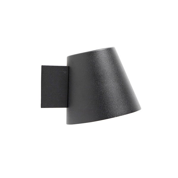 Moderne Wandleuchte mit konischem Schirm aus schwarzem Metall mit Struktur.