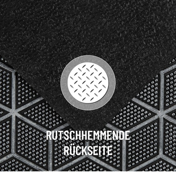 Rutschhemmende Rückseite einer Matte mit strukturierter Oberfläche.