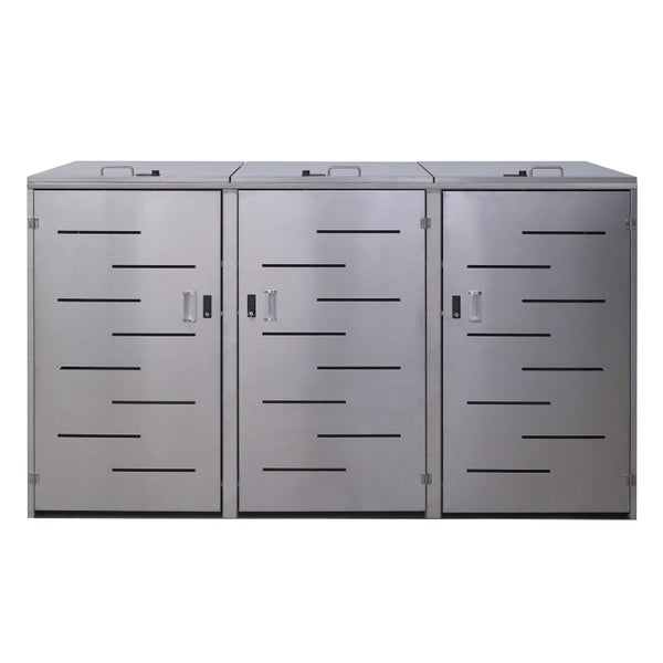 Mülltonnenbox für drei Mülltonnen mit horizontalen Schlitzen