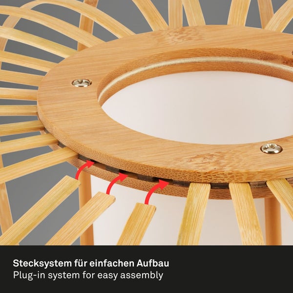Pendant light, bamboo nature, excl. 1xE27/max.10W
